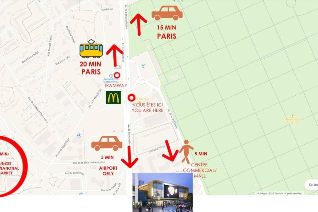 Appartement Paisible Et Bien Situe - Proche Aeroport D'Orly Et Tramway Pour Paris 티에 외부 사진